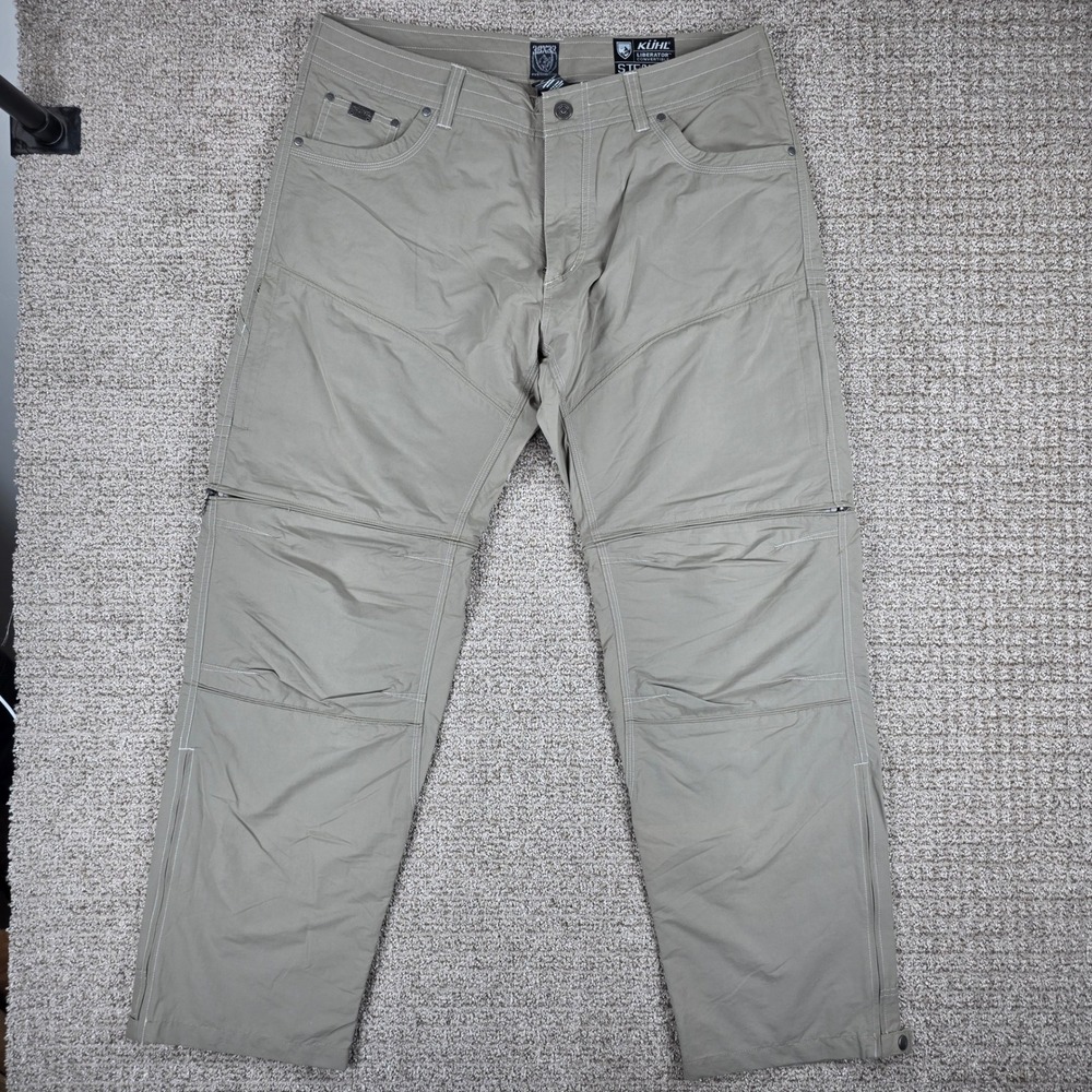 Kuhl Liberator Convertible Stealth Pants Mens 38x32 Tan Green Hiking Outdoors